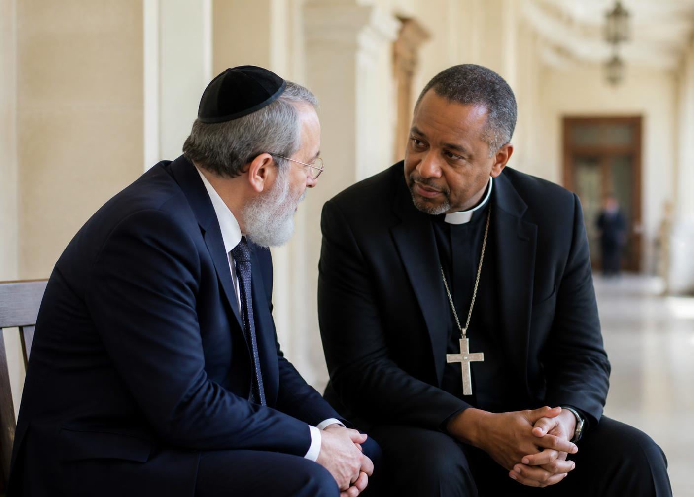 Two faith leaders of different traditions in quiet conversation
